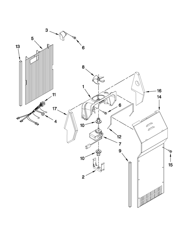 Air Flow Parts Diagram and Parts List for 10641263804  Kenmore Refrigerator