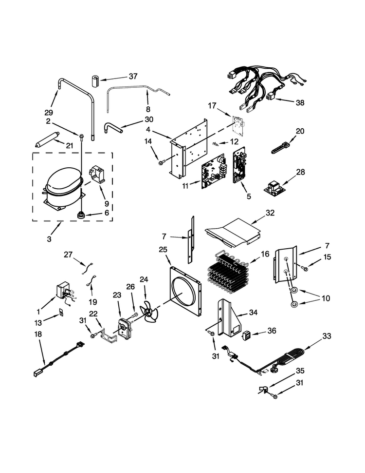Upper Unit Parts Diagram and Parts List for KBSD508ESS00  KitchenAid Refrigerator