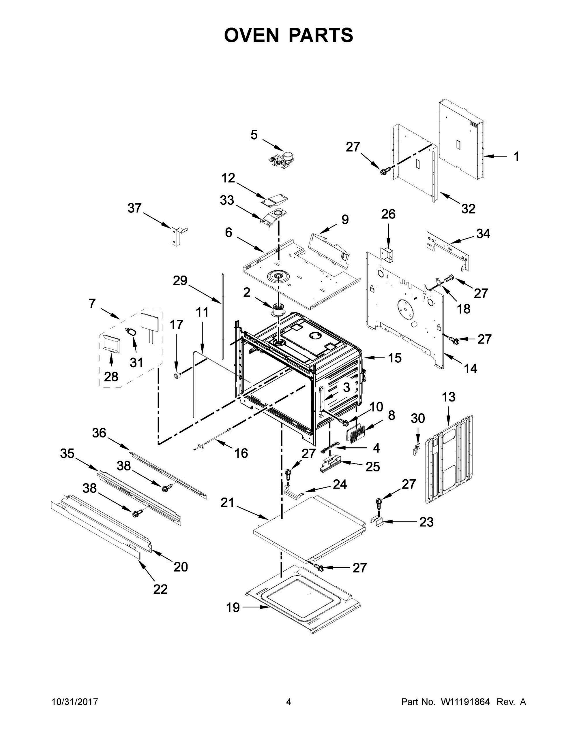 03 - OVEN PARTS Diagram and Parts List for KODE300ESS03  Whirlpool 