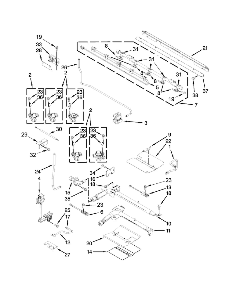 Manifold Parts Diagram and Parts List for KGRS505XSS05  KitchenAid Range