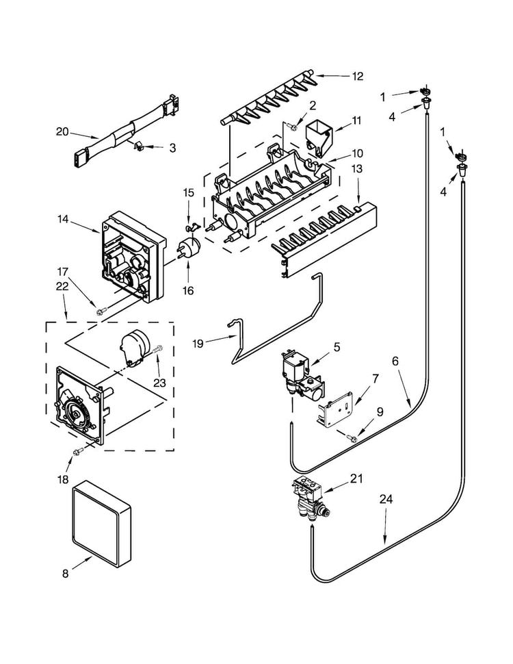 Icemaker Parts Diagram and Parts List for 10679473410  Kenmore Refrigerator