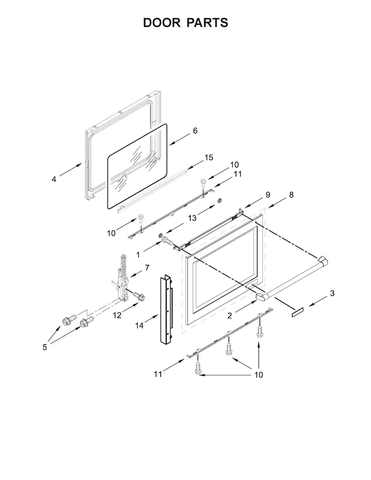 Door Parts Diagram and Parts List for KSDB900ESS0  KitchenAid Range