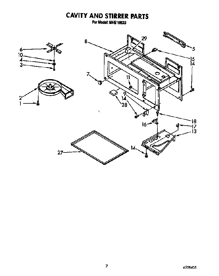 Cavity And Stirrer Diagram and Parts List for MHE10RX0  Roper Microwave