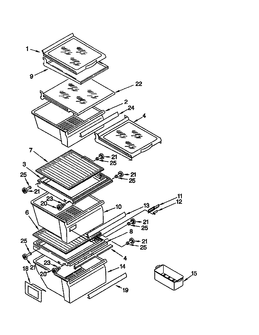 Refrigerator shelf Diagram and Parts List for 10652242102  Kenmore Refrigerator