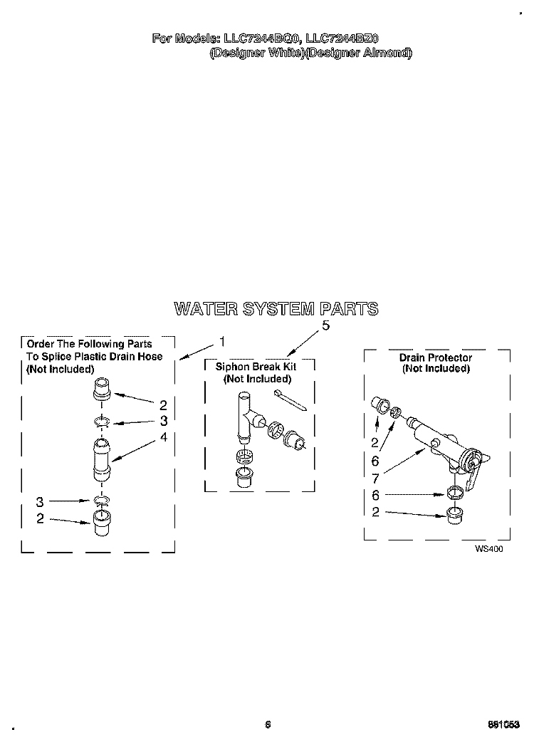 WATER SYSTEM Diagram and Parts List for LLC7244BZ0  Whirlpool Washer