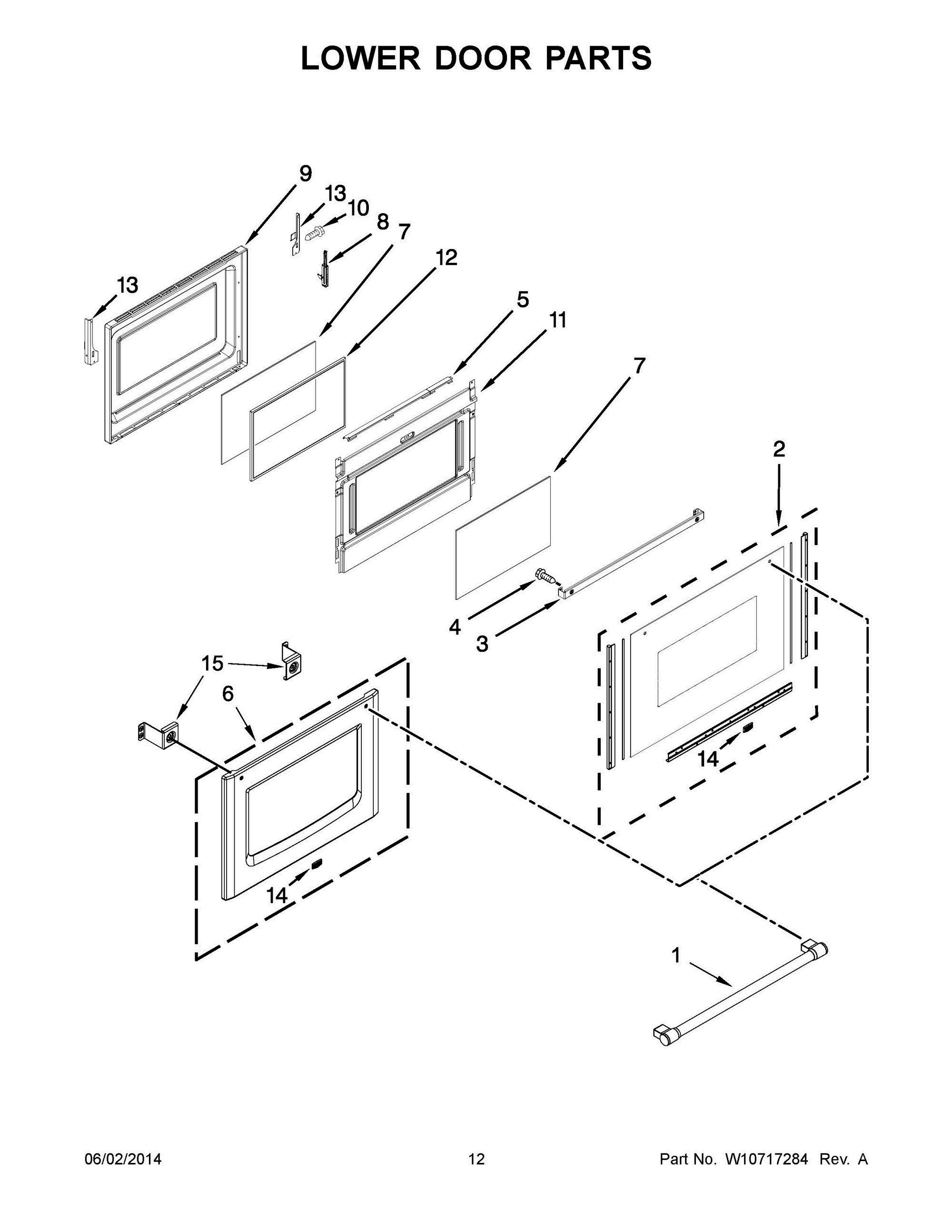 07 - LOWER DOOR PARTS Diagram and Parts List for YMET8720DH00  Whirlpool Range