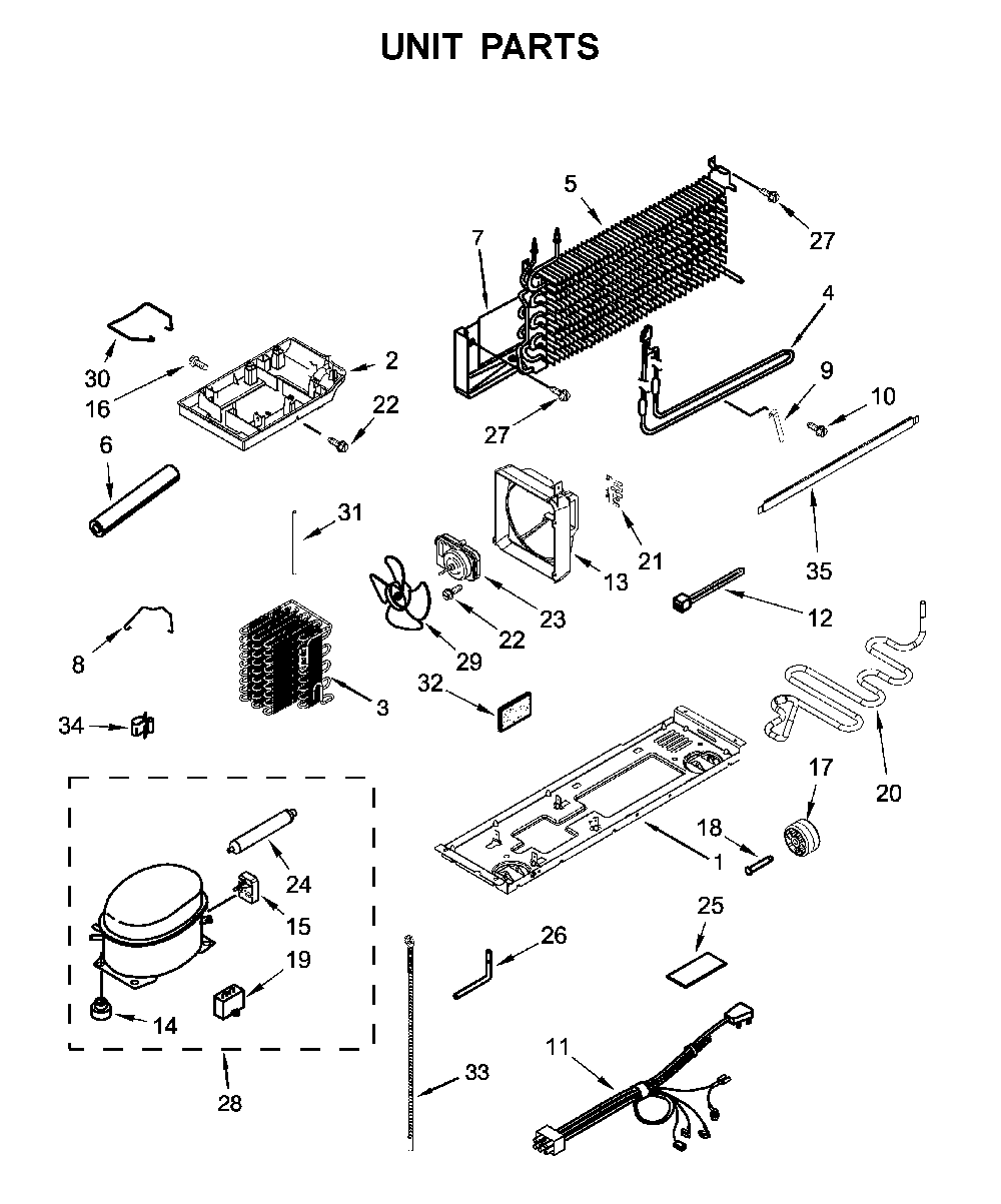 Unit parts Diagram and Parts List for WRT134TFDM00  Whirlpool Refrigerator