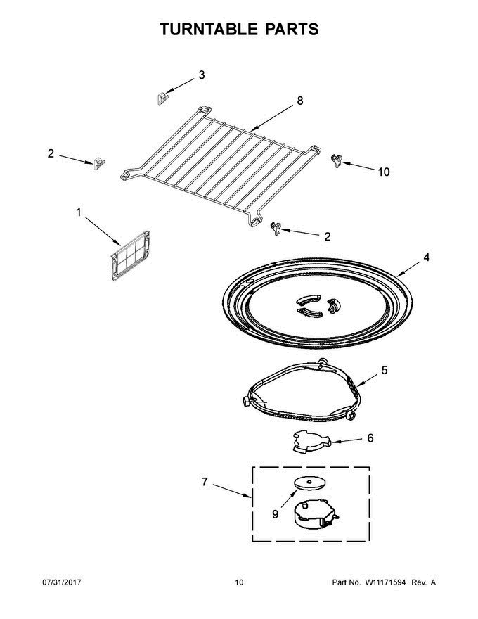 06 - Turntable Parts Diagram and Parts List for WMH73521CS7  Whirlpool Microwave Oven Combo