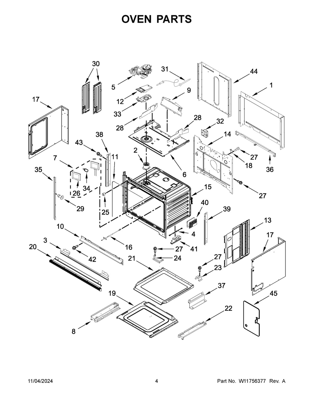 03 - Oven Parts Diagram and Parts List for KOEC530PBS01  Whirlpool Microwave Oven Combo