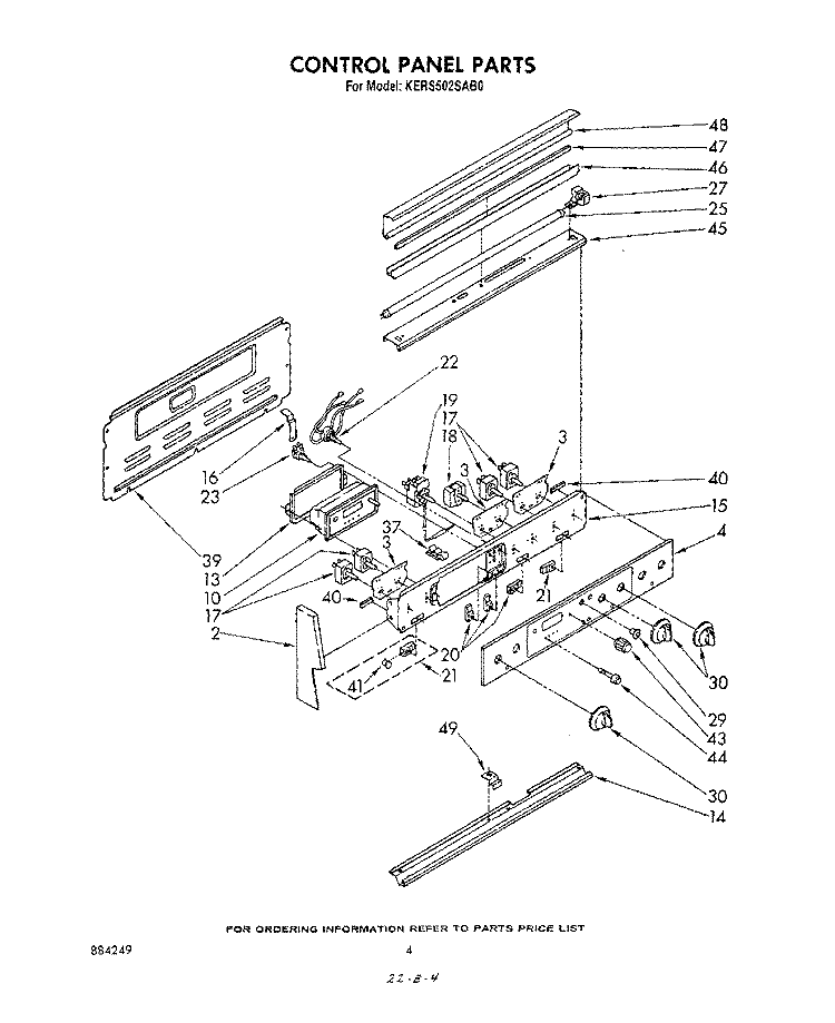 CONTROL PANEL Diagram and Parts List for KERS502SWB0  KitchenAid Range