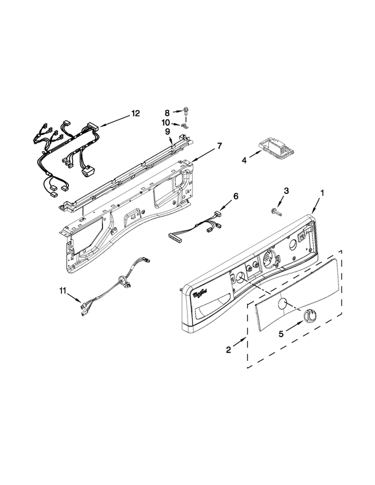 Control Panel Parts Diagram and Parts List for 7MWFW94HEBU0  Whirlpool Washer
