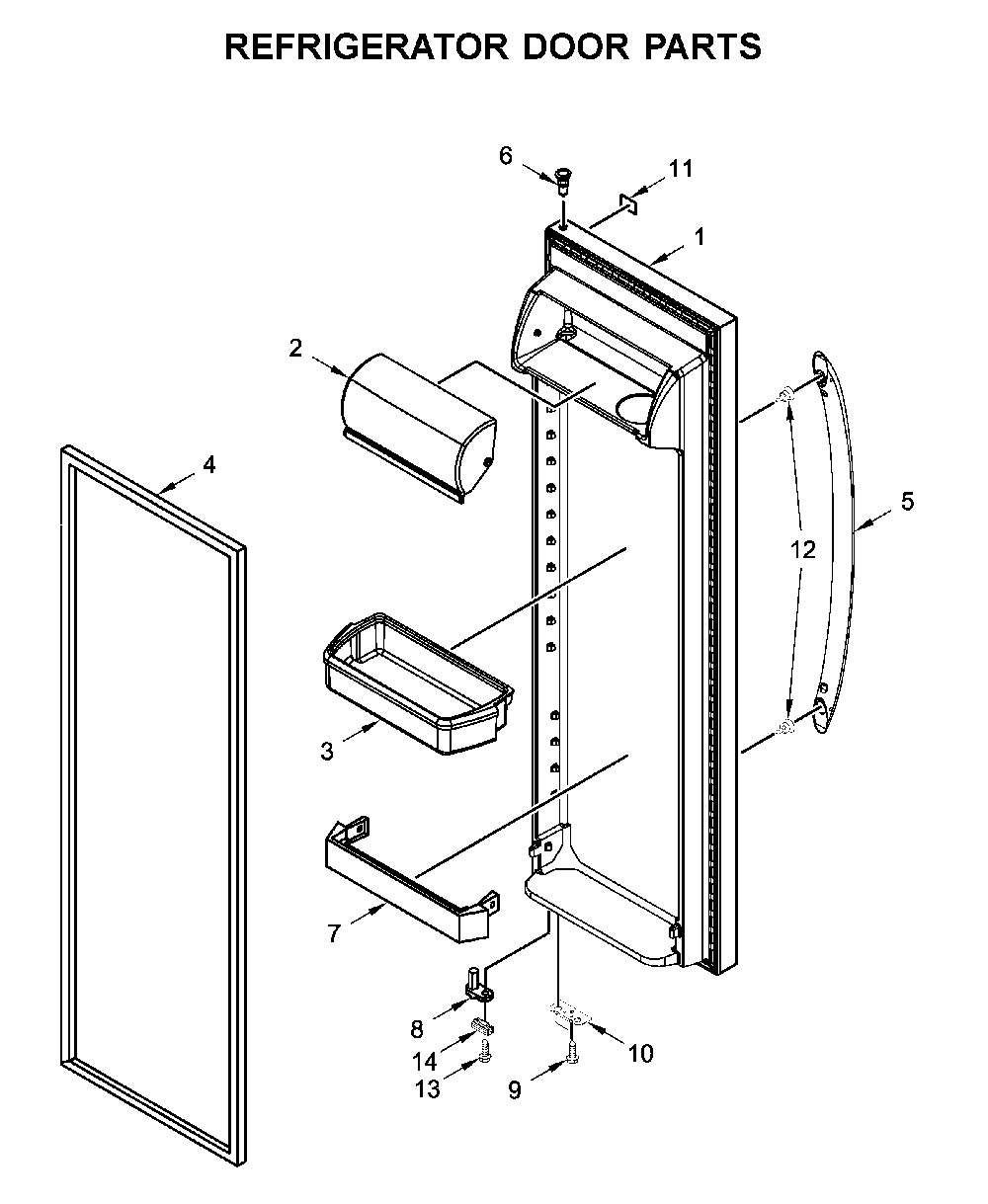 Refrigerator door parts Diagram and Parts List for WRS311SDHM04  Whirlpool Refrigerator