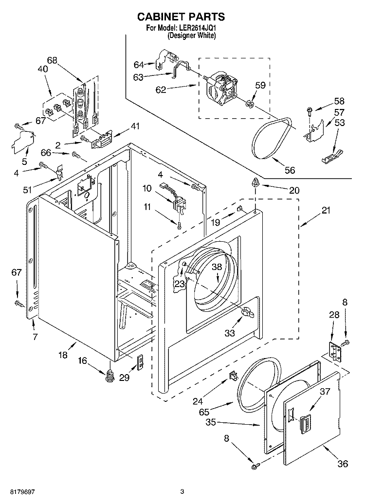 SECTION Diagram and Parts List for LER2614JQ1  Whirlpool Dryer