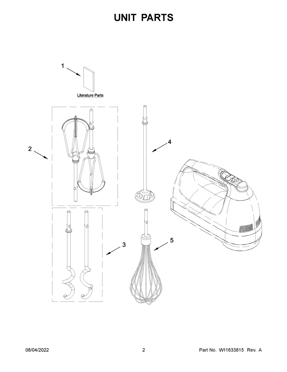 Unit Parts Diagram and Parts List for KHM9218QCU0  KitchenAid Mixer