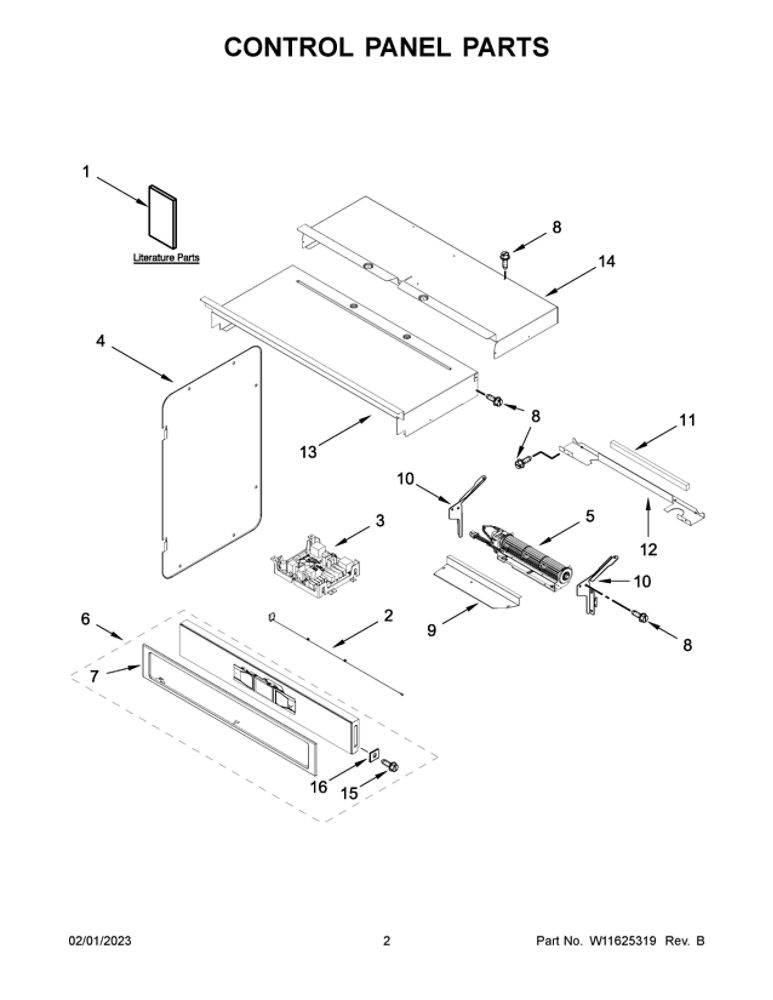 Control Panel Parts 2 Diagram and Parts List for WOC75EC7HS20  Whirlpool Microwave Oven Combo