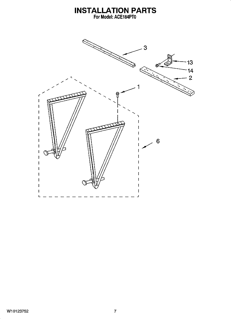 INSTALLATION PARTS Diagram and Parts List for ACE184PT0  Whirlpool Air Conditioner