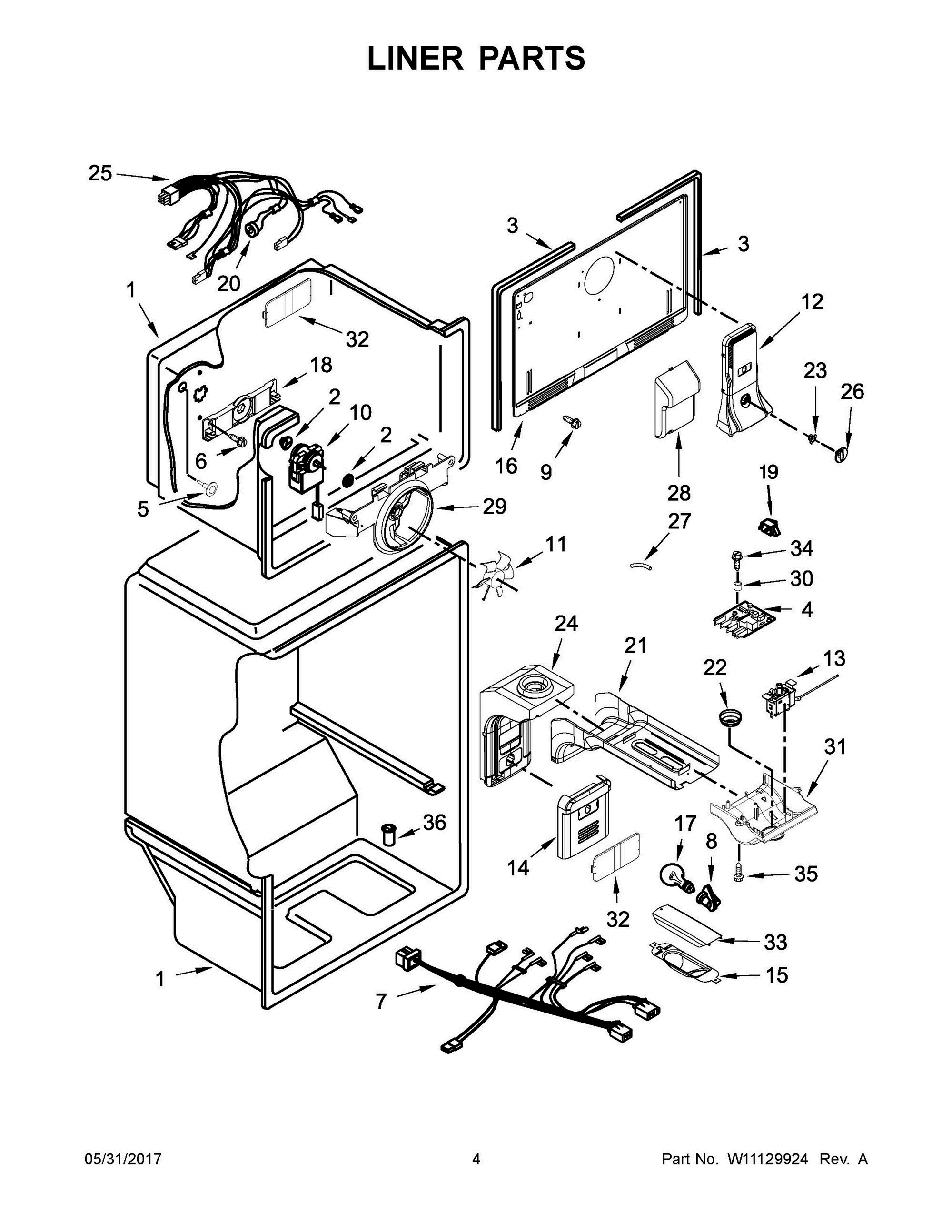 03 - LINER PARTS Diagram and Parts List for WRT311FZDZ00  Whirlpool Refrigerator
