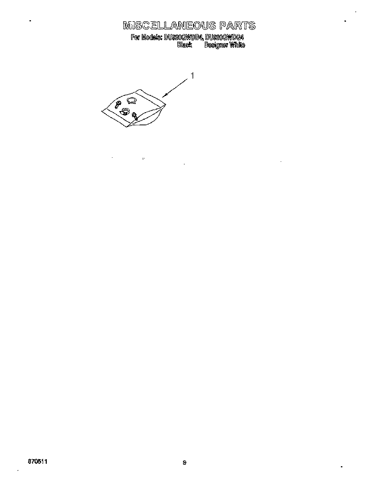 MISCELLANEOUS, LIT/OPTIONAL Diagram and Parts List for DU920QWDQ4  Whirlpool Dishwasher