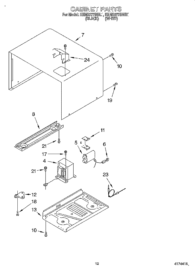 CABINET Diagram and Parts List for KEMS377BWH1  KitchenAid Wall Oven