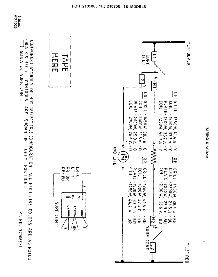 21010E, 21011E, 21020E, 21021E Diagram and Parts List for 2101W0E  Roper Range