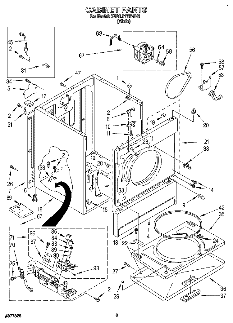 CABINET Diagram and Parts List for KGYL517BWH2  KitchenAid Dryer