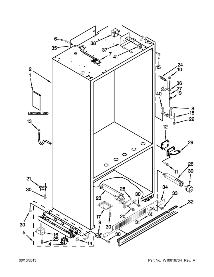 Cabinet Parts Diagram and Parts List for KBRO36FTX07  KitchenAid Refrigerator