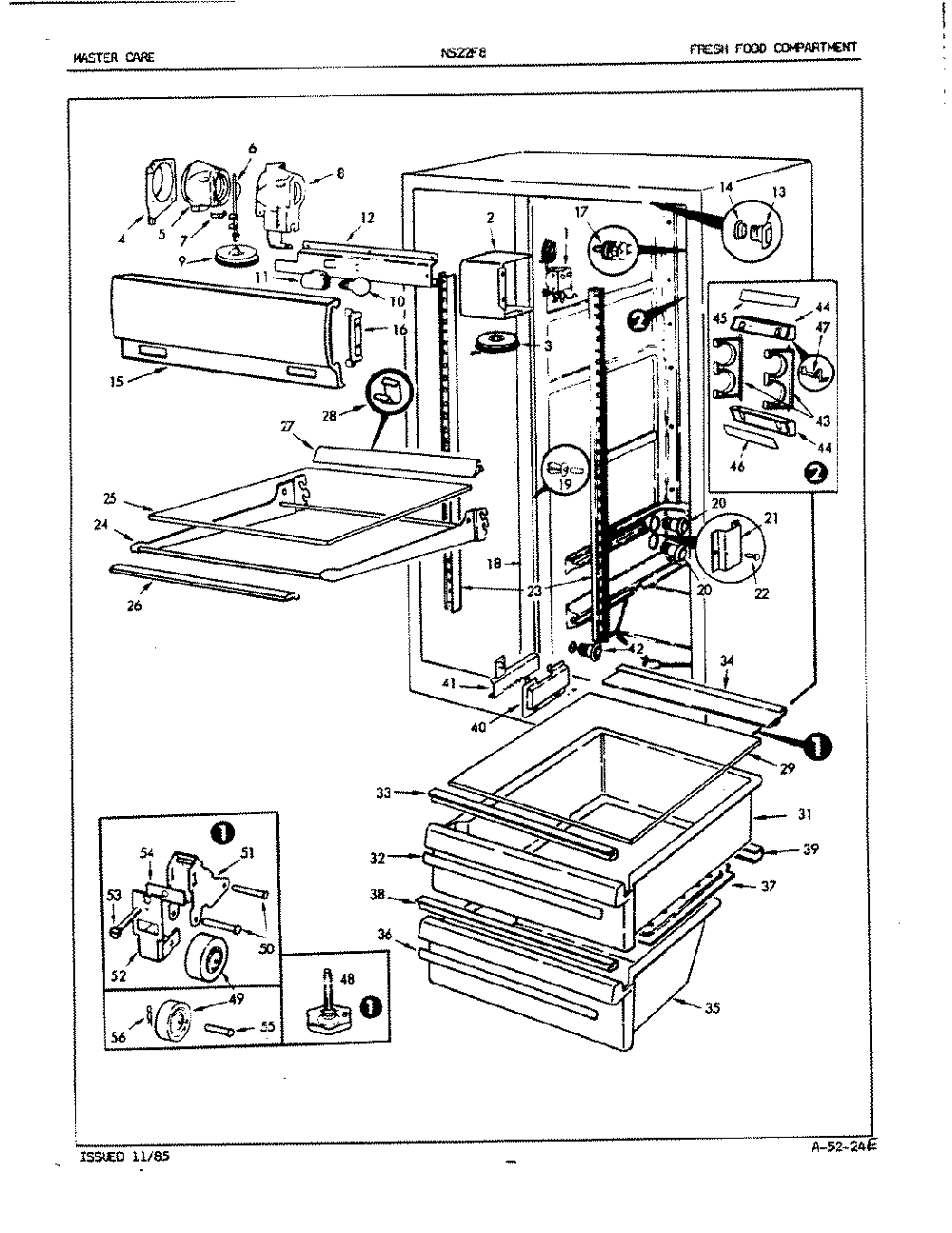 03 - Fresh Food Compartment Diagram and Parts List for NS22F8A  Whirlpool Refrigerator