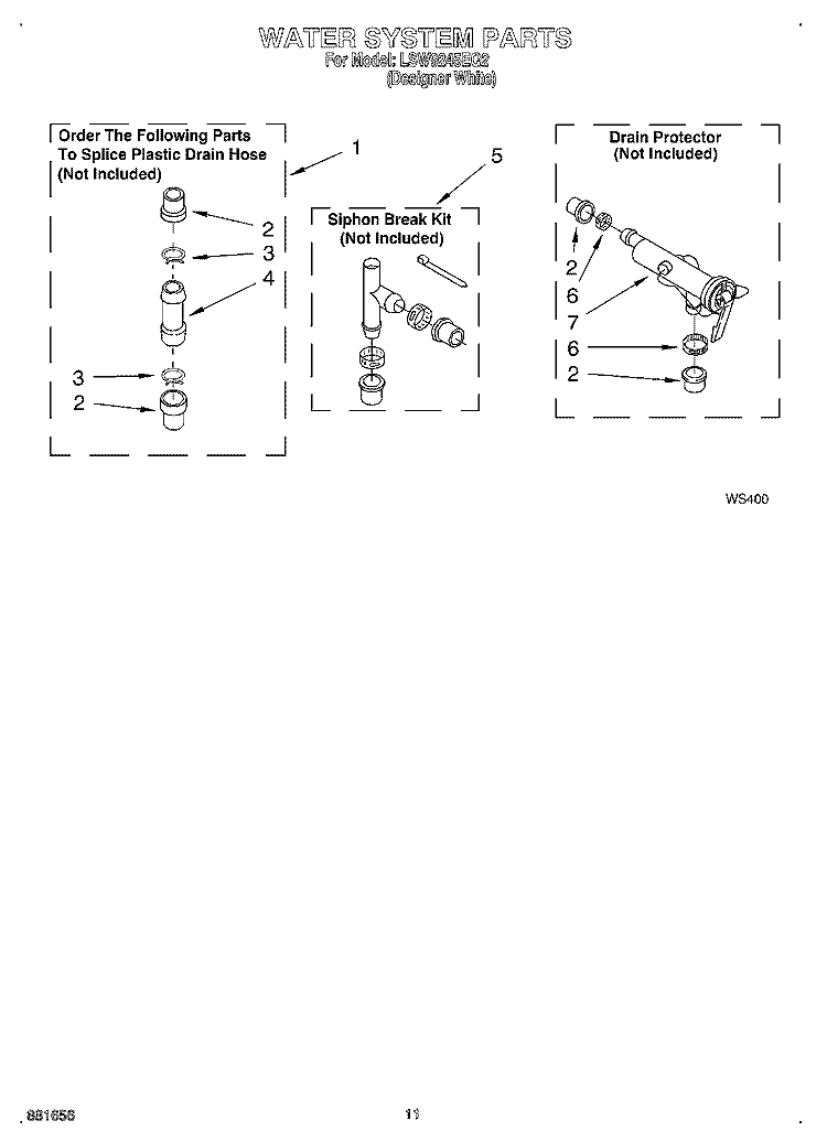 WATER SYSTEM Diagram and Parts List for LSW9245EQ2  Whirlpool Washer