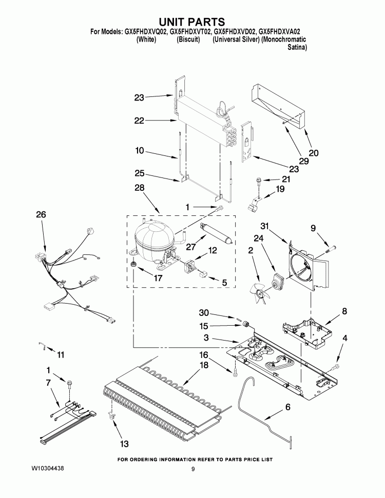 UNIT PARTS Diagram and Parts List for GX5FHDXVA02  Whirlpool Refrigerator
