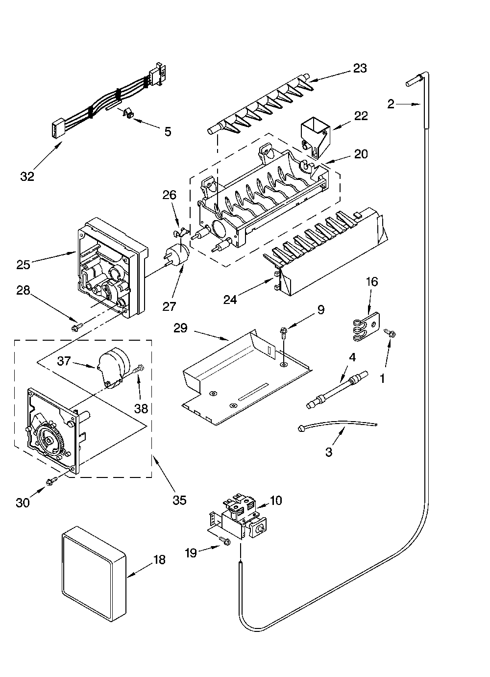 Icemaker parts, parts not illustrated Diagram and Parts List for ED5SHAXMT10  Whirlpool Refrigerator