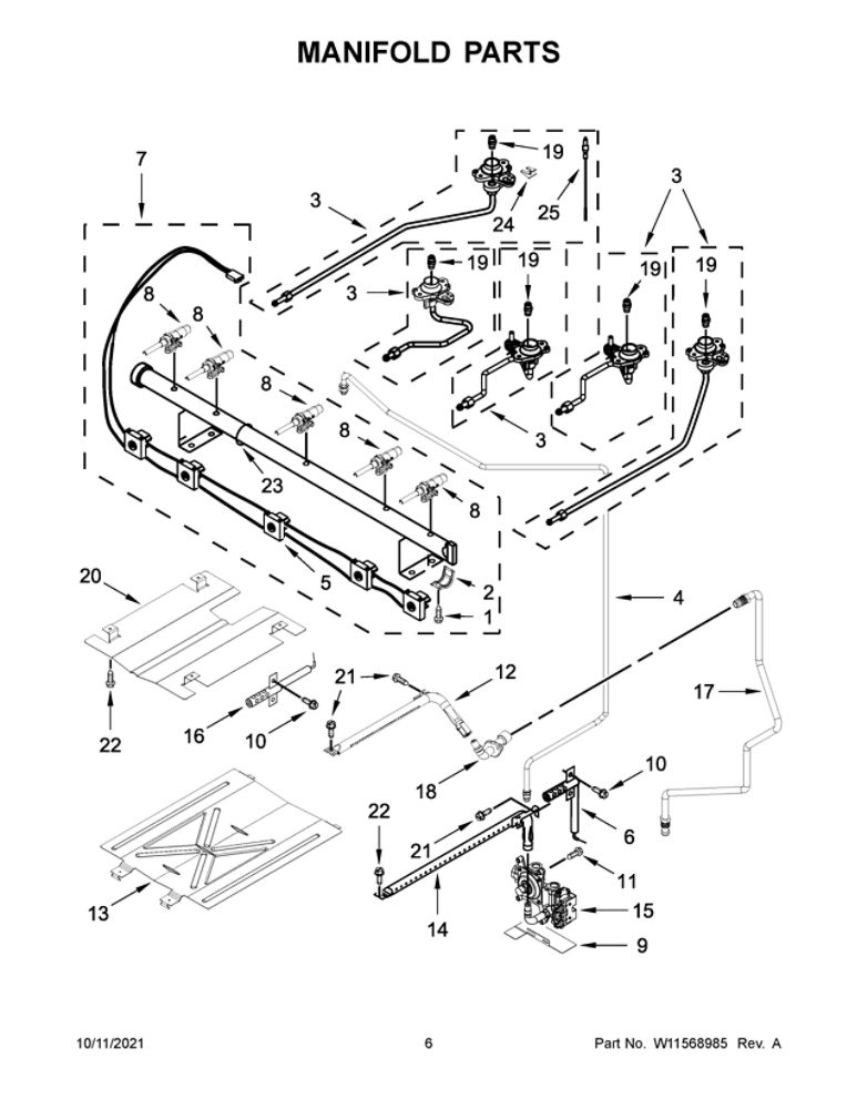 Manifold Parts Diagram and Parts List for WFG525S0JS2  Whirlpool Range