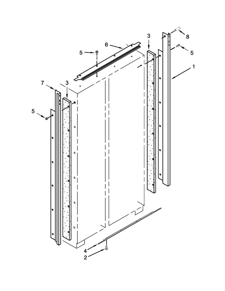 Cabinet Trim Parts Diagram and Parts List for KBSD612ESS00  KitchenAid Refrigerator