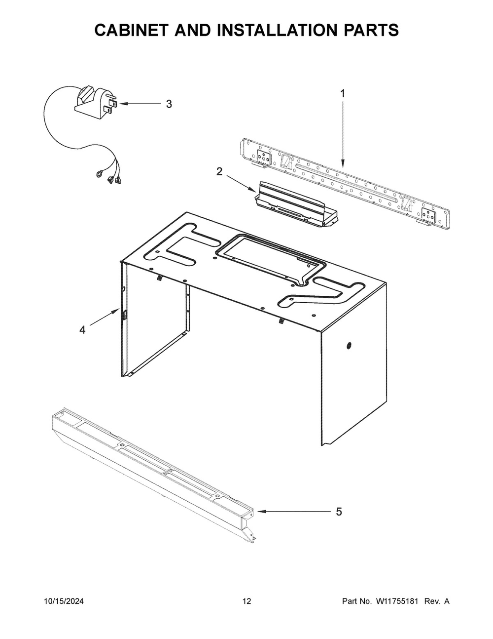 07 - Cabinet And Installation Parts Diagram and Parts List for WMMS3130RZ00  Whirlpool Microwave