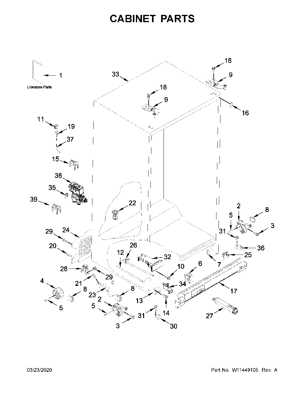 Cabinet parts Diagram and Parts List for WRS311SDHB03  Whirlpool Refrigerator
