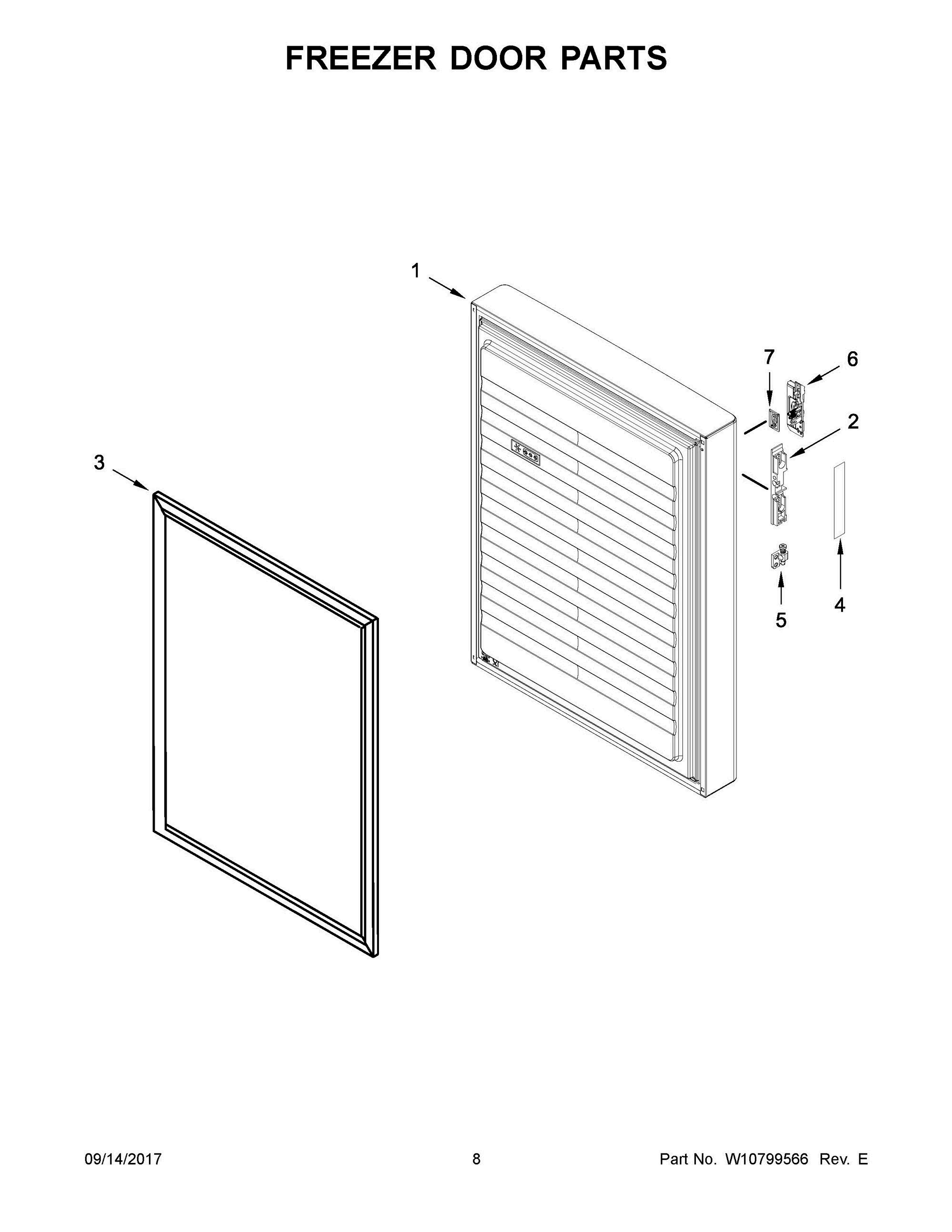 05 - FREEZER DOOR PARTS Diagram and Parts List for KBBX104EPA00  Whirlpool Refrigerator