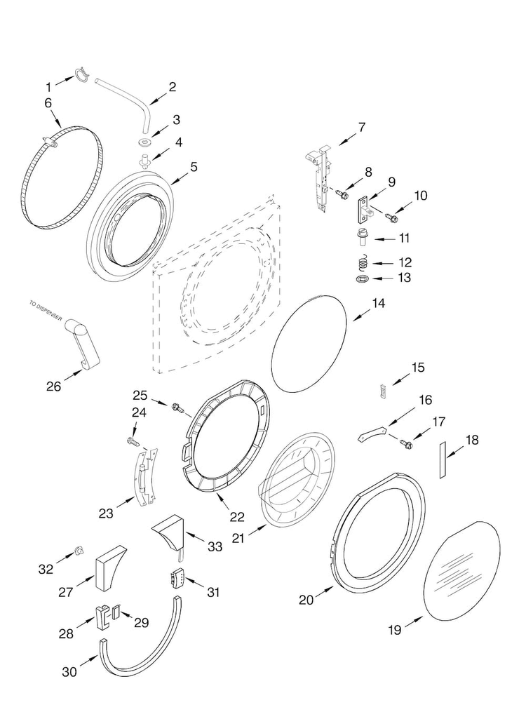Door And Latch Diagram and Parts List for GHW9200LW  Whirlpool Washer