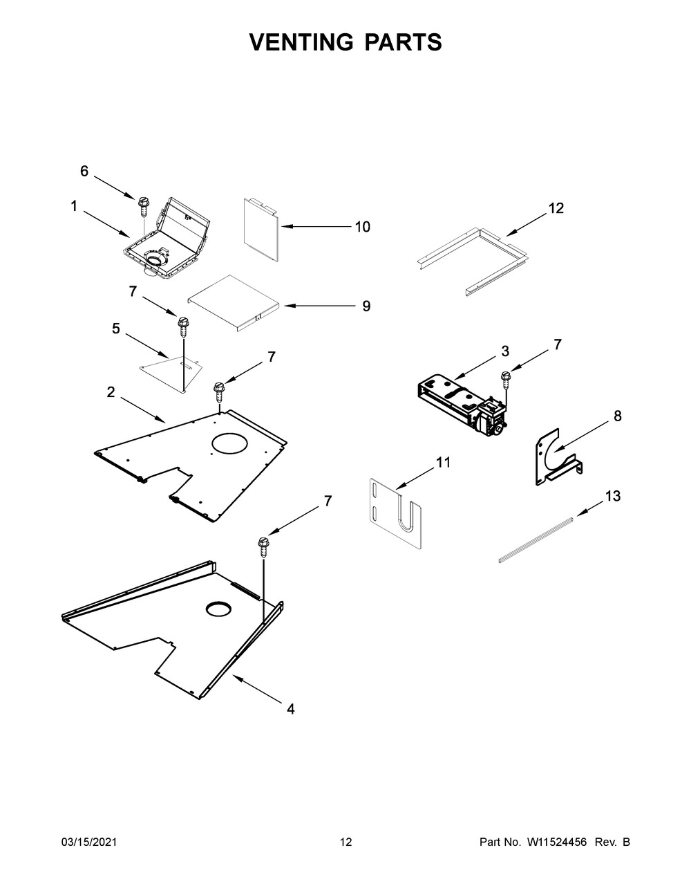 Venting Parts Diagram and Parts List for JGRP548HM01  Whirlpool Range