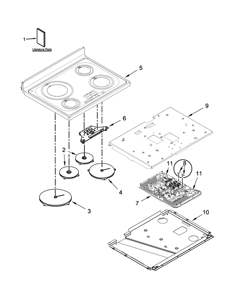 Cooktop Parts Diagram and Parts List for WGI925C0BS02  Whirlpool Range