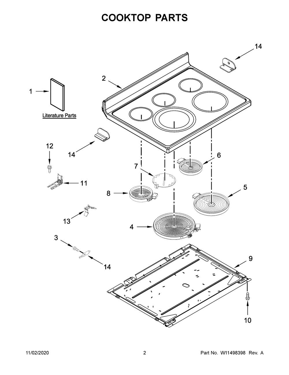 Cooktop Parts Diagram and Parts List for YKFEG500EBS4  Whirlpool Range