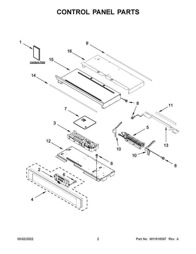 Control Panel Parts Diagram and Parts List for WOS31ES0JS20  Whirlpool Wall Oven