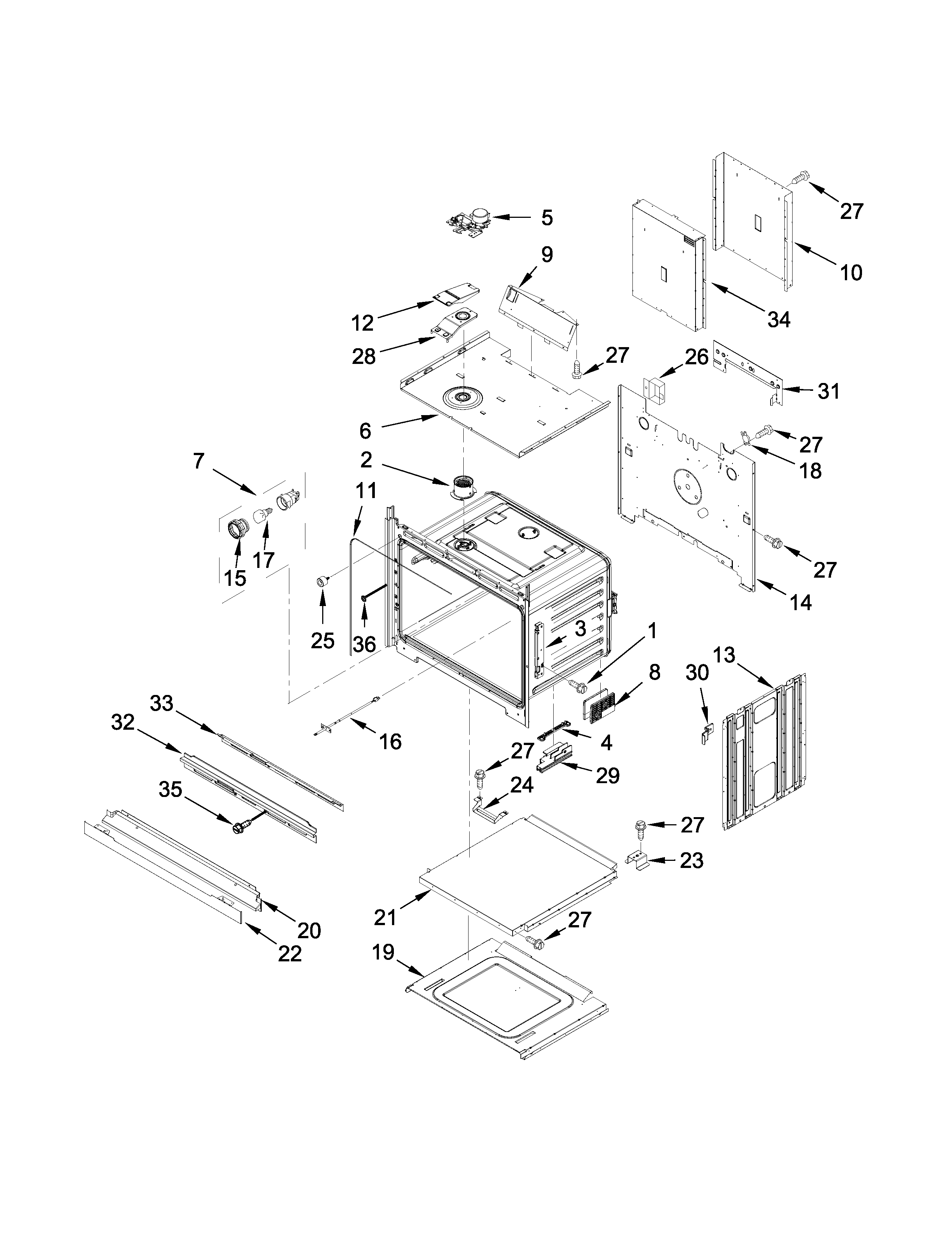 Oven Parts Diagram and Parts List for IBD350DS02  Whirlpool Wall Oven
