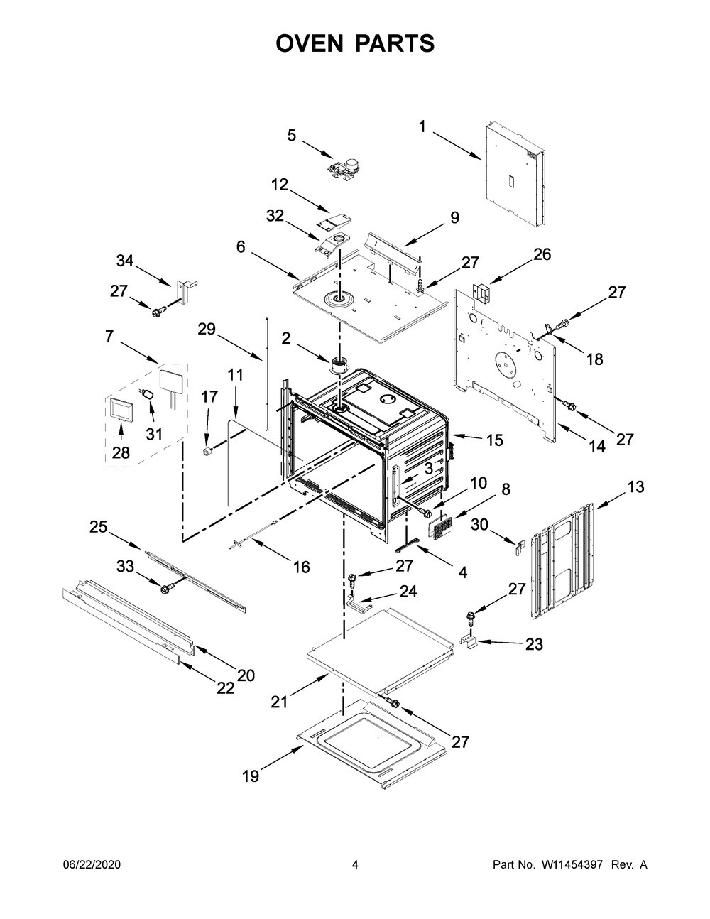 Oven Parts Diagram and Parts List for KOSE500EWH05  Whirlpool Microwave Oven Combo