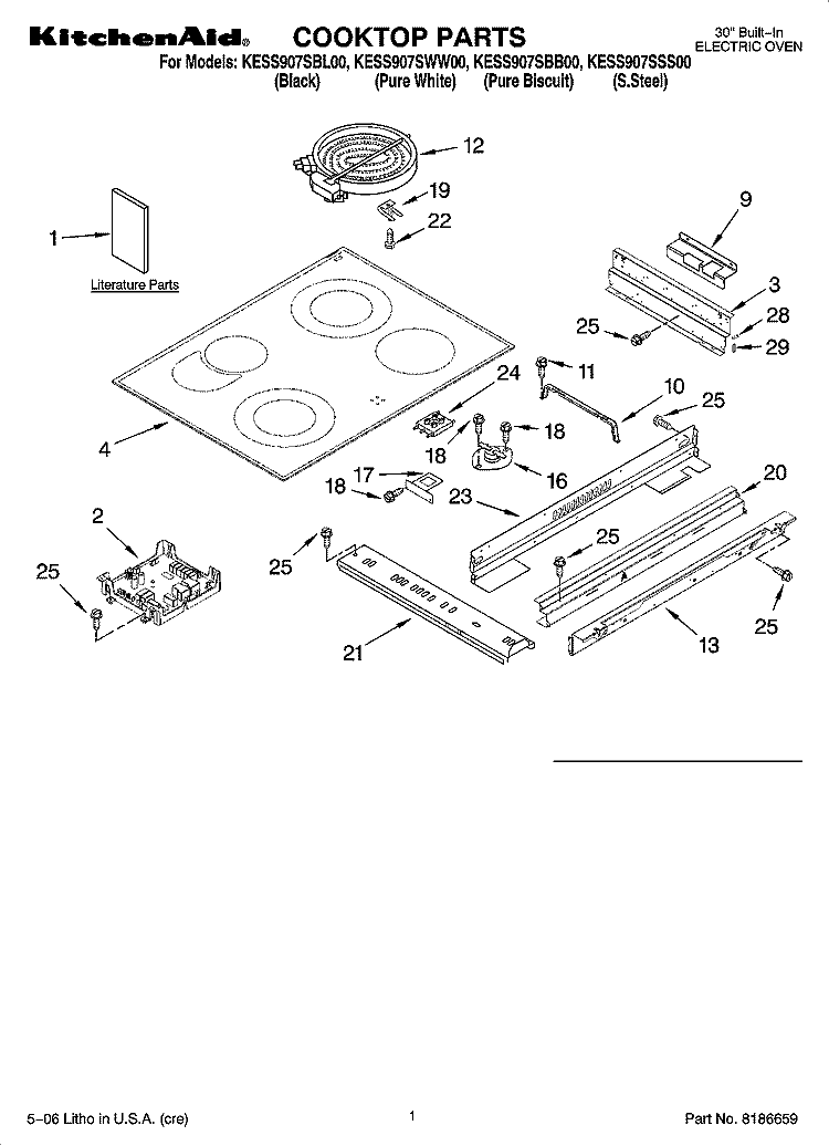 COOKTOP PARTS Diagram and Parts List for KESS907SBB00  KitchenAid Range