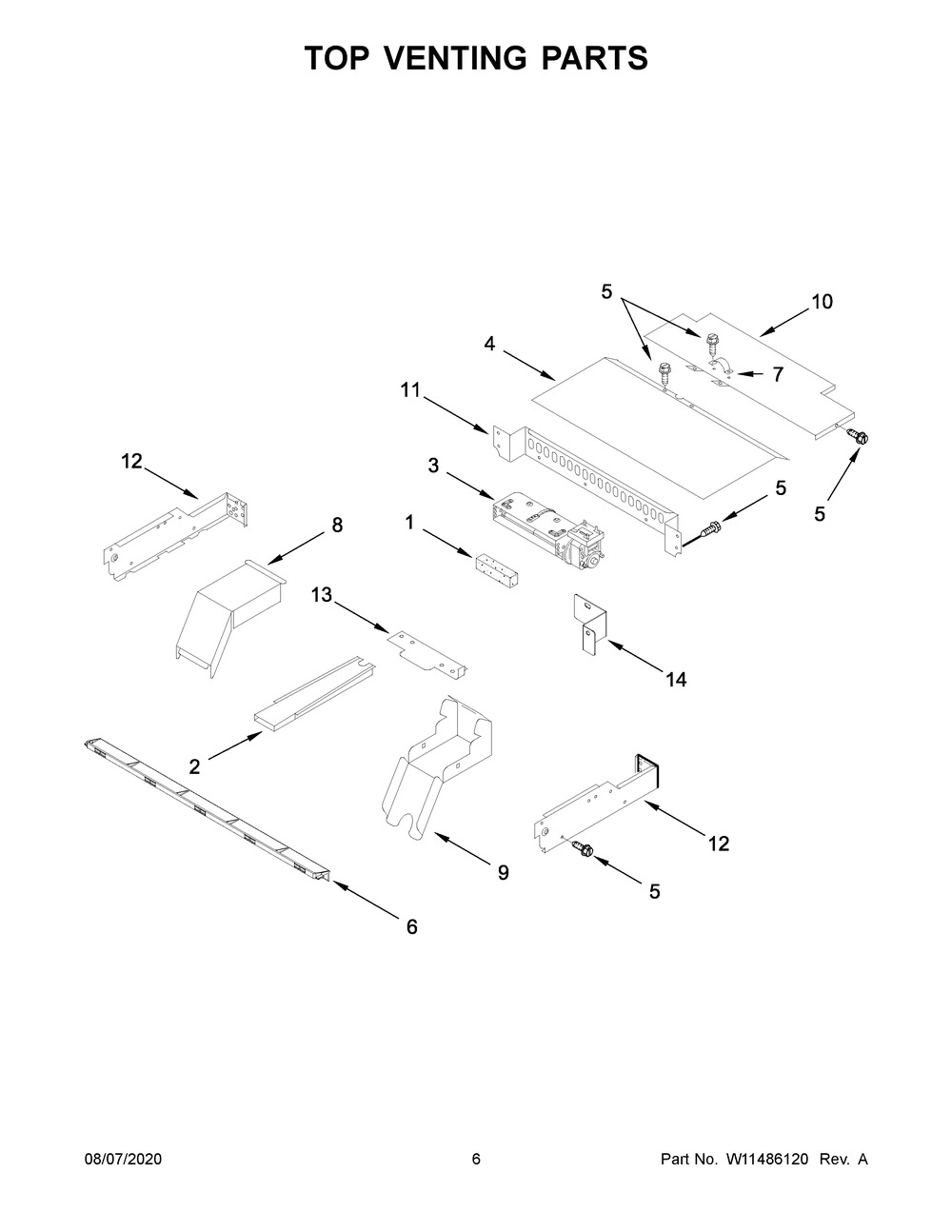 Top Venting Parts Diagram and Parts List for WOD51ES4EB02  Whirlpool Wall Oven