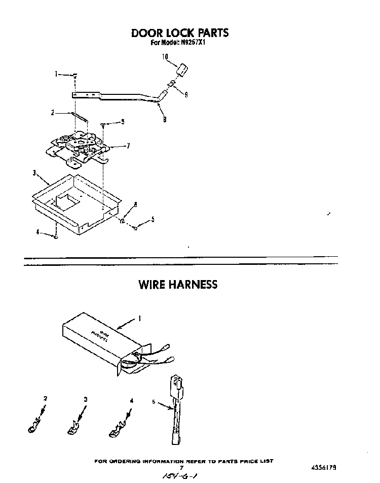 Door Lock Diagram and Parts List for N9257*1  Roper Range