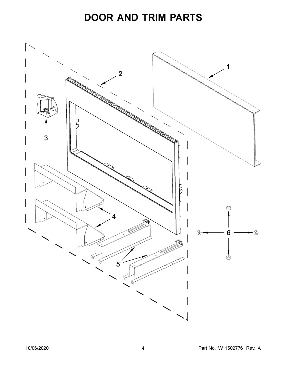 Door And Trim Parts Diagram and Parts List for WMT55511KS0  Whirlpool Microwave Oven Combo