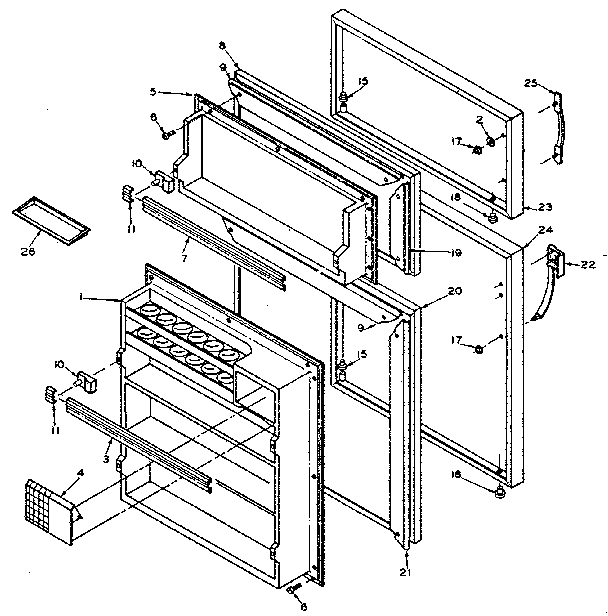 Door Parts Diagram and Parts List for 106W14BIM  Kenmore Refrigerator