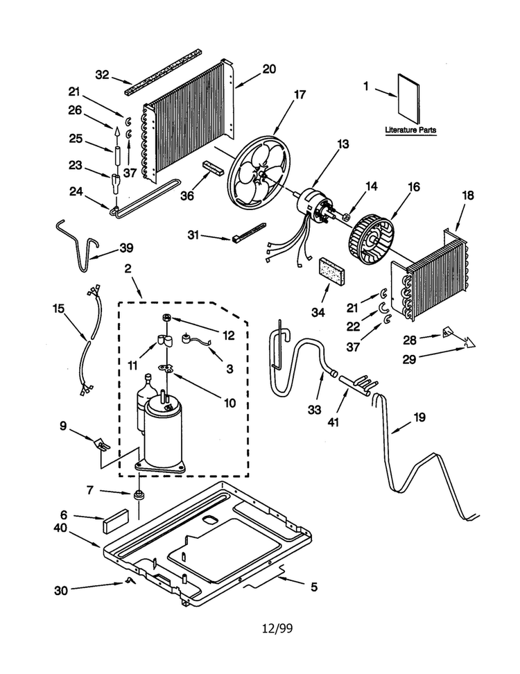 Unit Diagram and Parts List for ACQ12XJ1  Whirlpool Air Conditioner