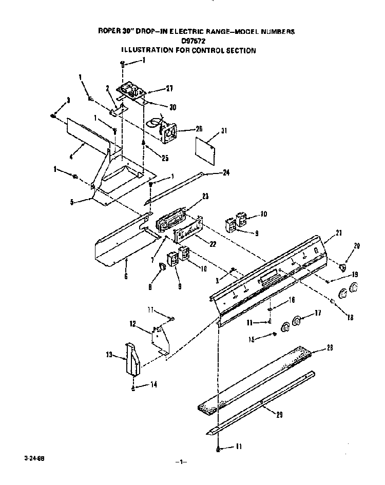 Control Diagram and Parts List for D9757*2  Roper Range