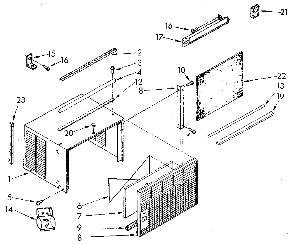 Cabinet Diagram and Parts List for 1068750513-AC  Kenmore Air Conditioner